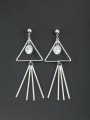 thumb White color Platinum Plated Triangle Zircon Drop drop Earring 0