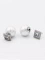 thumb Personalized Copper White Square Zircon Studs stud Earring 0