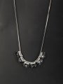 thumb Platinum Plated Round Black Crystal Beautiful Necklace 0