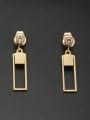 thumb New design Stainless steel Square Rhinestone Drop drop Earring in Gold color 0