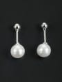 thumb Model No DCZ3826-001 Platinum Plated Round Pearl White Drop drop Earring 0