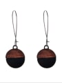 thumb Fashion Gun Color plated Wood Round Drop drop Earring 0