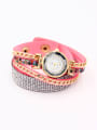 thumb Fashion Pink Alloy Quartz Round Faux Leather Women's Watch 24-27.5mm 0