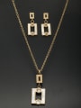 thumb Personalized Stainless steel Gold Square Rhinestone 2 Pieces Set 0
