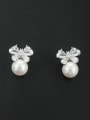 thumb Mother's Initial White Studs stud Earring with Butterfly Pearl 0
