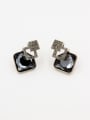 thumb Grey Geometric Drop stud Earring with Gold Plated austrian Crystals 0