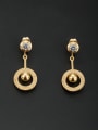 thumb Gold color Stainless steel Round Rhinestone Drop drop Earring 0