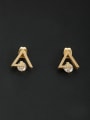 thumb New design Stainless steel Triangle Zircon Studs stud Earring in Gold color 0