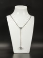 thumb White Square Necklace with Gold Plated Copper Zircon 0