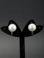 thumb Round Gold Plated Pearl White Drop drop Earring 0