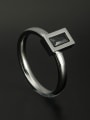 thumb Stainless steel Square Black Rhinestone Beautiful Ring6-8# 0