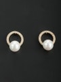 thumb A Gold Plated Stylish Pearl Studs stud Earring Of Round 0