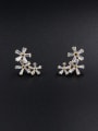 thumb A Gold Plated Stylish Zircon Studs stud Earring Of Flower 0