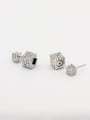 thumb Mother's Initial White Studs stud Earring with Geometric Rhinestone 0