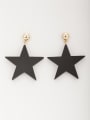 thumb Personalized Gold Plated Wood Black Star Drop drop Earring 0
