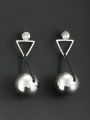 thumb Platinum Plated Round White Beads Beautiful Drop drop Earring 0
