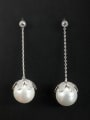 thumb Personalized Platinum Plated White Round Pearl Drop drop Earring 0