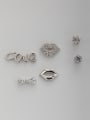 thumb Monogrammed Platinum Plated Zircon White Combined Studs stud Earring 0