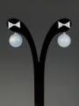 thumb Grey Pearl White Zircon Drop drop Earring with Platinum Plated 0