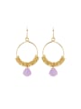 thumb Gold Plated Copper Stone Purple Drop drop Earring 0