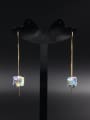 thumb A Gold Plated Stylish Zircon Drop drop Earring Of Square 0