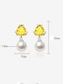 thumb Brass Imitation Pearl Triangle Minimalist Drop Earring 1