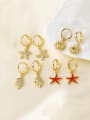 thumb Brass Cubic Zirconia Sea Star Hip Hop Huggie Earring 0