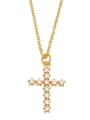 thumb Brass Cubic Zirconia Cross Hip Hop Regligious Necklace 2
