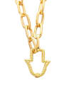 thumb Brass Cubic Zirconia Heart Hip Hop Necklace 0
