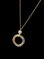 thumb Titanium Tri-color, three-ring, single diamond titanium steel necklace 1