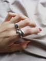thumb S925 Sterling Silver geometric smooth simple opening ring 1