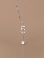 thumb 925 Sterling Silver Cubic Zirconia Number Minimalist Tassel Necklace 2