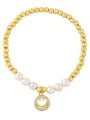 thumb Brass Imitation Pearl Smiley Vintage Beaded Bracelet 1