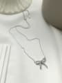 thumb 925 Sterling Silver Rhinestone bowknot Necklace 0