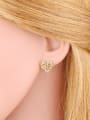 thumb Brass Cubic Zirconia Geometric Heart Cute Stud Earring 1