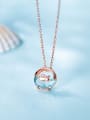 thumb 925 Sterling Silver Fashionable diamond-shaped fish simple round Necklace 0