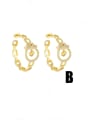 thumb Brass Cubic Zirconia C Shape Crown Vintage Stud Earring 2