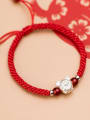 thumb 999 Sterling Silver With  White Gold Plated Cute Mouse Red Rope Hand Woven Bracelets 3