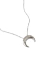thumb 925 Sterling Silver Smooth Moon Minimalist Pendant Necklace 4