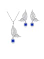 thumb Brass Cubic Zirconia Luxury Butterfly  Earring and Necklace Set 2