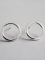 thumb 925 Sterling Silver Hollow Round Minimalist Stud Earring 2