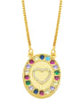 thumb Brass Cubic Zirconia Heart Vintage  Oval  Pendant Necklace 2