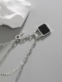 thumb 925 Sterling Silver Enamel Square Vintage Necklace 4
