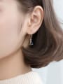 thumb 925 Sterling Silver Black Enamel Triangle Minimalist Hook Earring 1