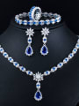 thumb Copper Cubic Zirconia Luxury Water Drop Earring and Necklace Set 0