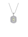 thumb 925 Sterling Silver Cubic Zirconia Luxury square pendant Necklace 0
