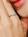 thumb 925 Sterling Silver Opal Rectangle Dainty Band Ring 1