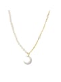 thumb 925 Sterling Silver Freshwater Pearl Moon Trend Beaded Necklace 0