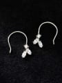thumb 925 Sterling Silver Cubic Zirconia Flower Minimalist Hook Earring 2
