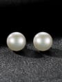 thumb 925 Sterling Silver Freshwater Pearl White Ball Minimalist Stud Earring 2